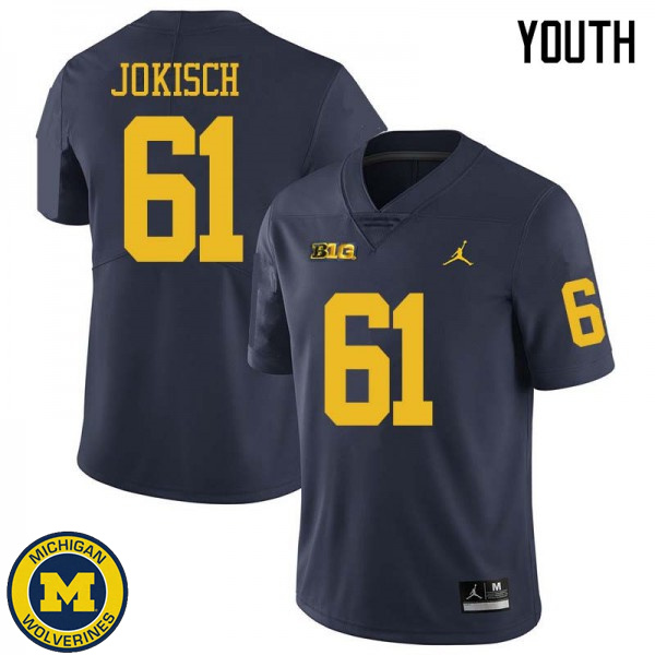 Youth University of Michigan #61 Dan Jokisch Navy Jordan Brand NCAA Football Jersey